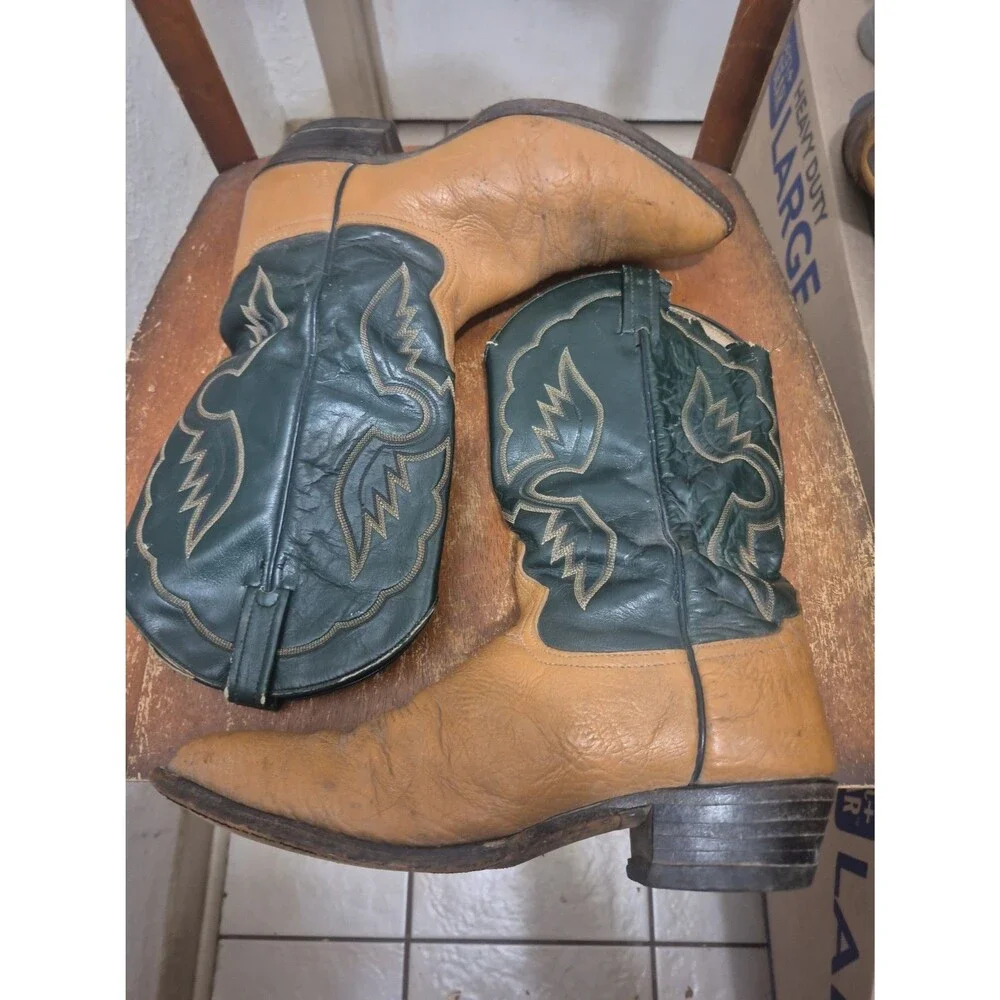 Vintage Tony Lama Two Tone Cowboy Boots Men's Size 11D Brown Western 7700